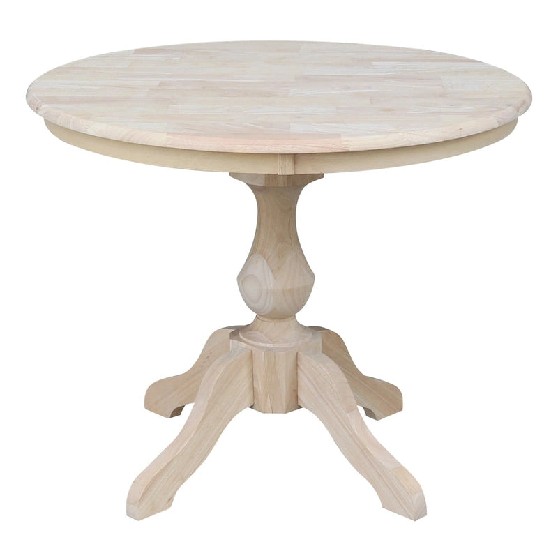 36 Round Top Pedestal Dining Table - Unfinished