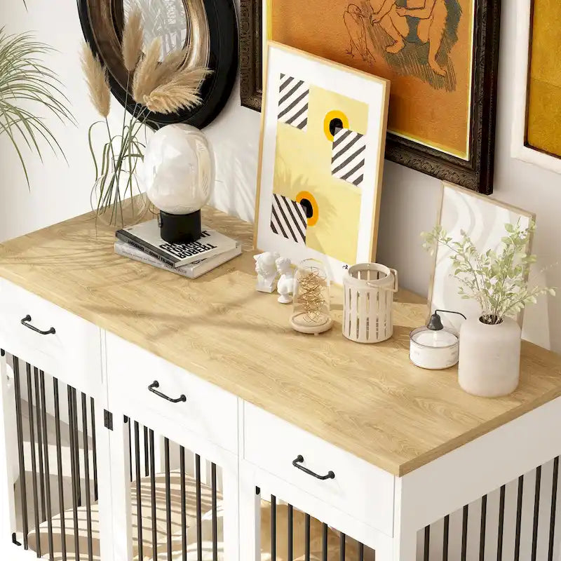 Moderne Hundebox für große Hunde mit Staufächern – elegantes Espresso-Finish