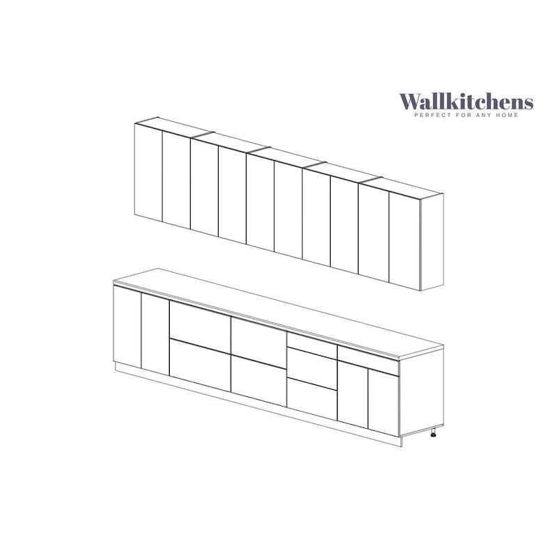 Modernes Küchenschrank-Set ¨C 13 Fuß breit, 153x24, Mehrere Farben