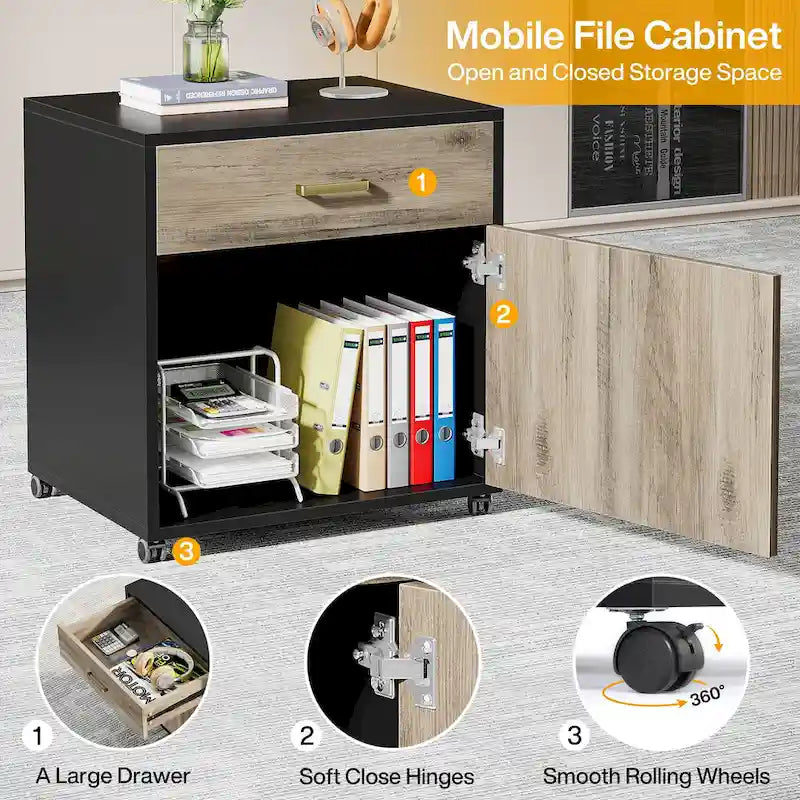 180 cm L-förmiger Chefschreibtisch mit mobilem Aktenschrank