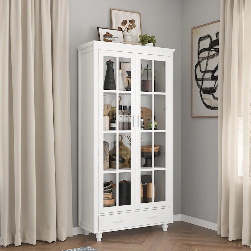 Weißes Bücherregal mit Glastüren Vitrine