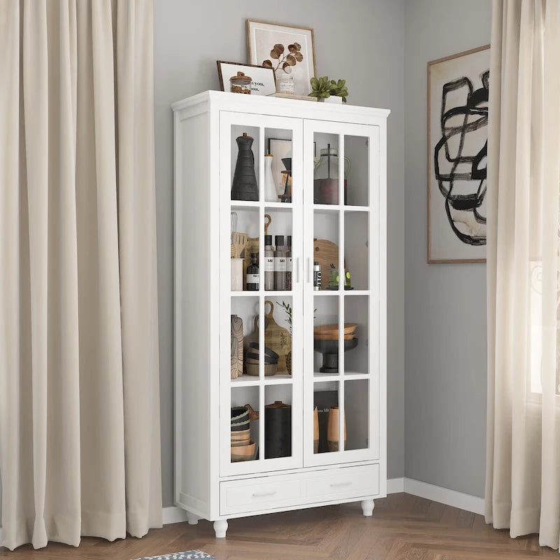 Weißes Bücherregal mit Glastüren Vitrine