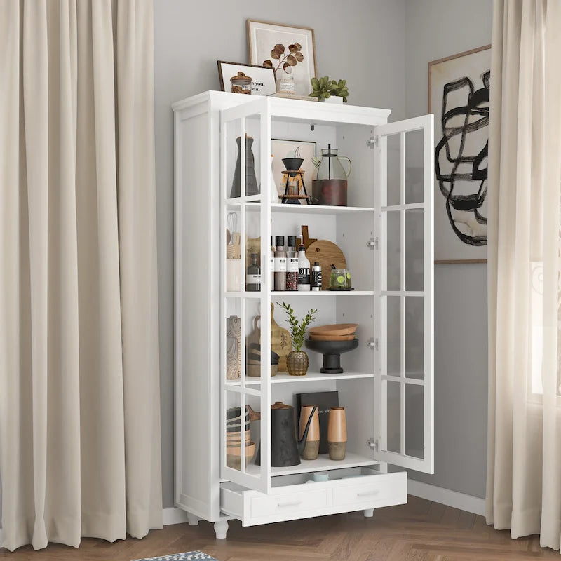 Weißes Bücherregal mit Glastüren Vitrine