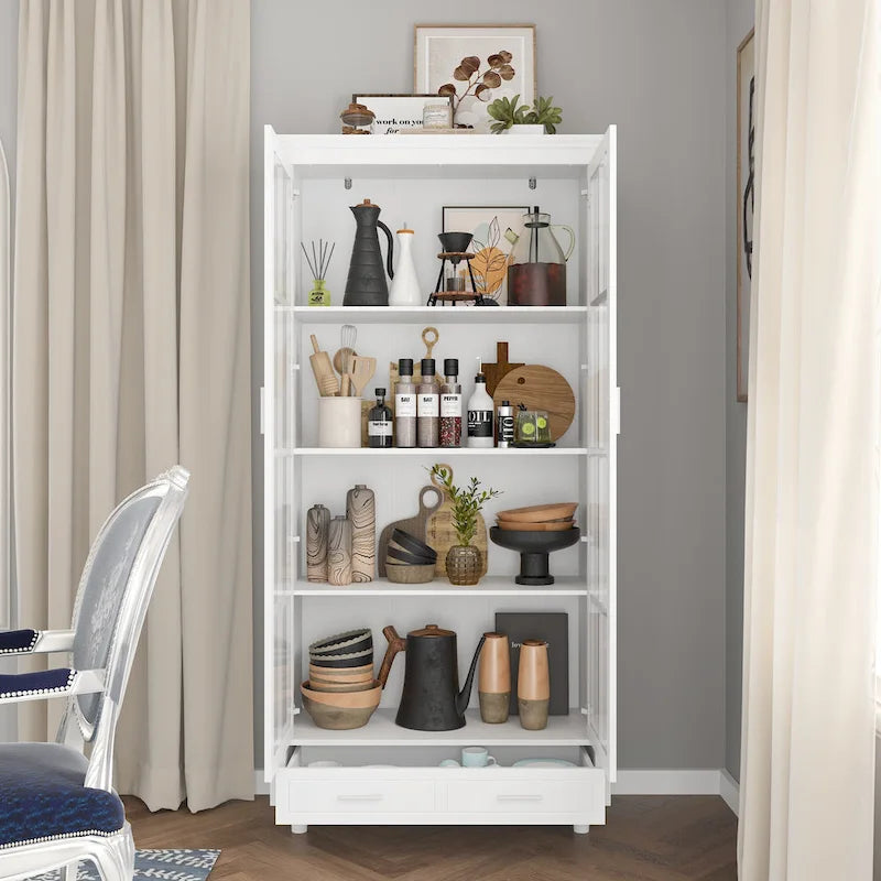 Weißes Bücherregal mit Glastüren Vitrine