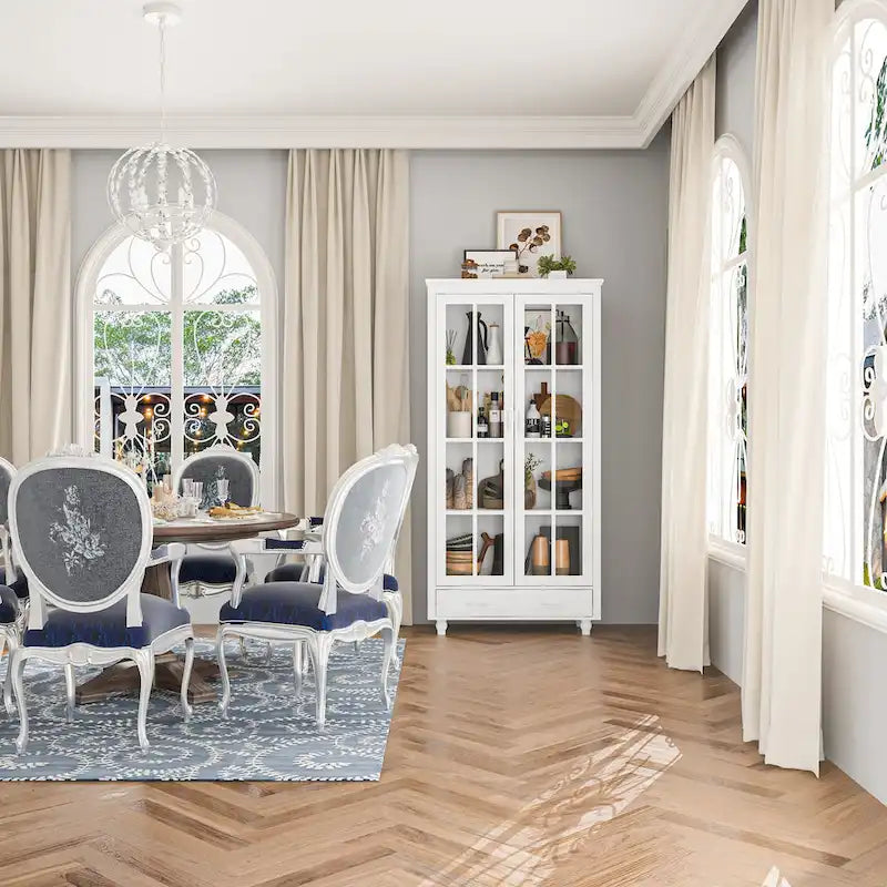 Weißes Bücherregal mit Glastüren Vitrine