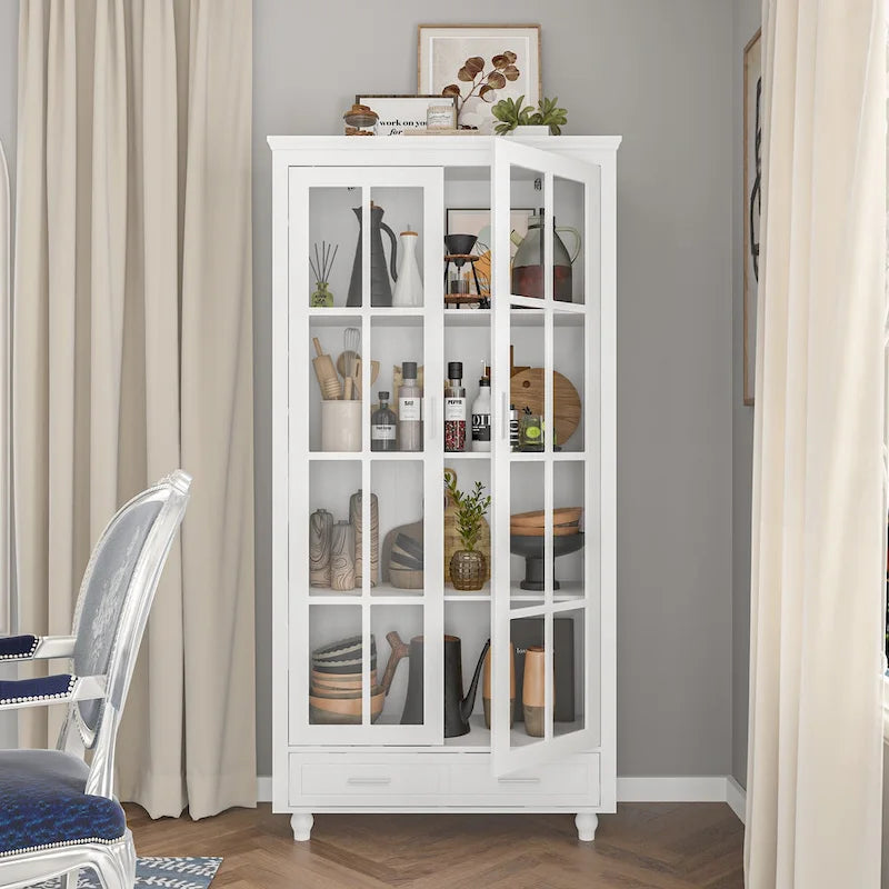 Weißes Bücherregal mit Glastüren Vitrine
