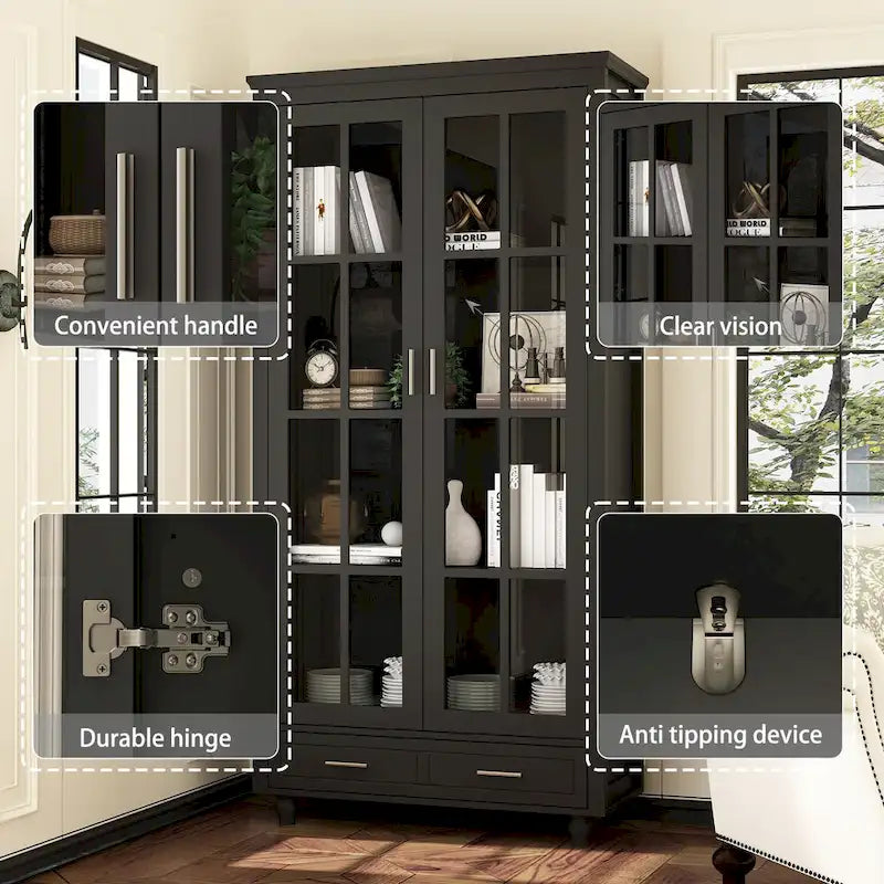 Weißes Bücherregal mit Glastüren Vitrine