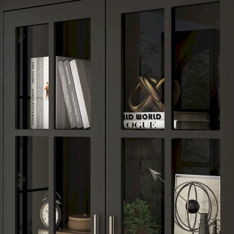 Weißes Bücherregal mit Glastüren Vitrine