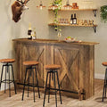 Lantine 160 cm Bartisch, 2-stufiger Bar-Schrank, Stehtisch mit Fußstütze für Küche, Bistro, Esszimmer, Wohnzimmer, Braun