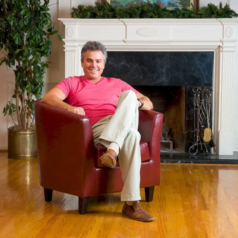 Clubsessel aus gebundenem Leder in Ochsenblutrot von Christopher Knight Home