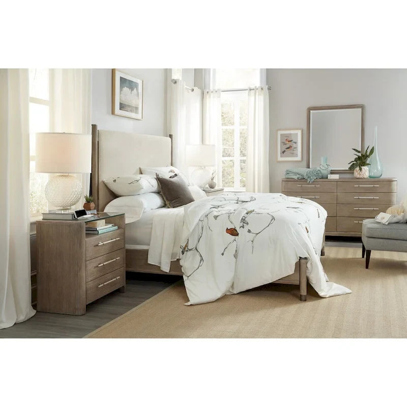 Gepolstertes Kingsize-Bett, Greige-Finish