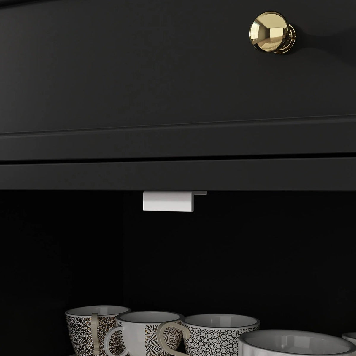 59,1 Sideboard Buffet Weiß Mid-Century Modern Contemporary Lackiert