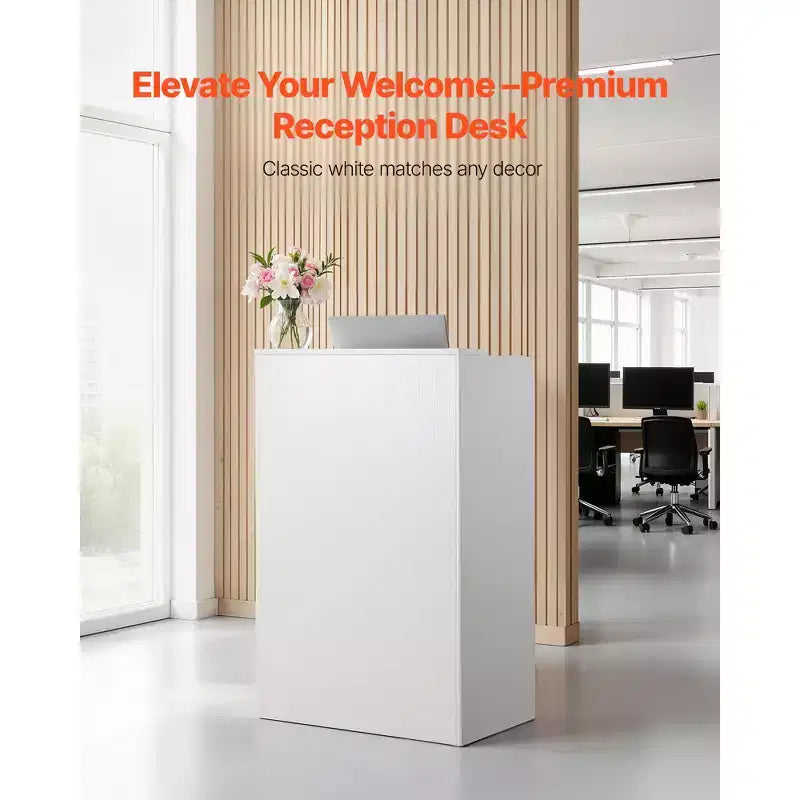 VEVOR Empfangstheke, 60 cm rechteckiger Empfangstresen, moderner Büro-Empfangstisch mit Schublade, kleiner minimalistischer Verkaufstresen, Weiß