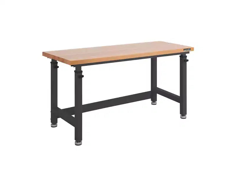 Robuster, höhenverstellbarer Werktisch 60 mit Holzplatte