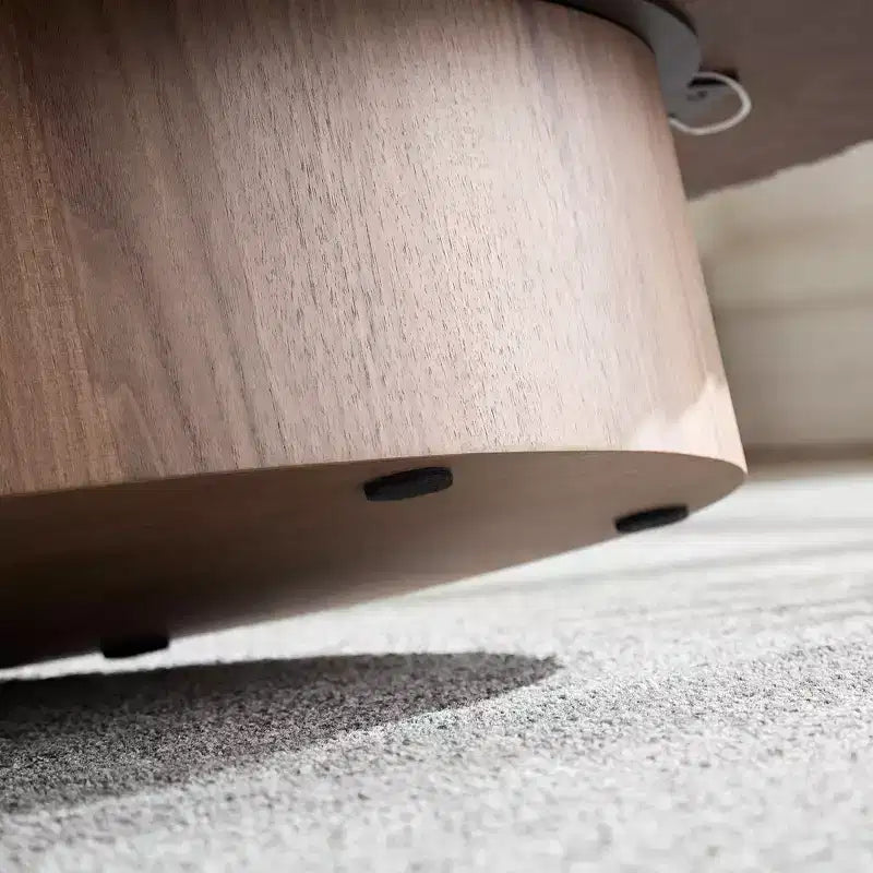 Ovaler/Quadratischer Couchtisch, minimalistischer geriffelter Mitteltisch, Beistelltisch, natürliche Esche/Nussbaum/Mattschwarz – ModernLuxe