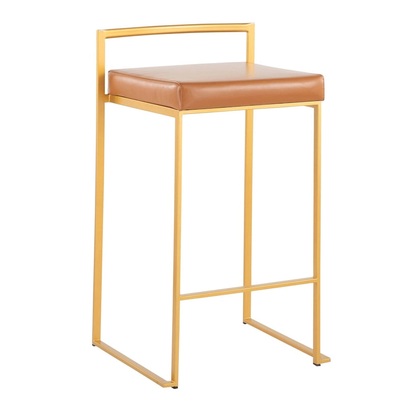 Goldener stapelbarer, vollverschweißter Barhocker, 3er-Set