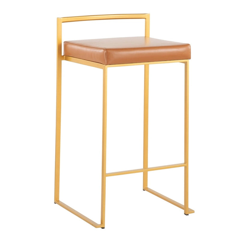 Goldener stapelbarer, vollverschweißter Barhocker, 3er-Set