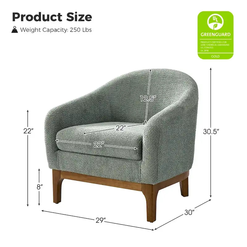 Augus Moderner Bouclé-Akzent-Tonsessel mit Beinen aus Massivholz von HULALA HOME