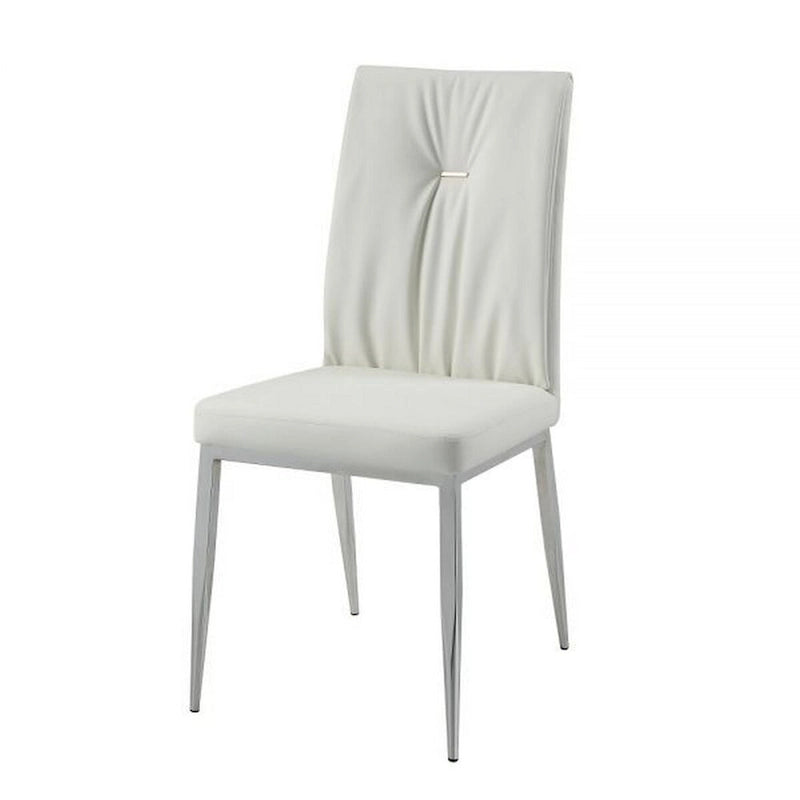 22" Esszimmerstuhl mit Knopfheftung, beiges Kunstleder & Chromgestell, 2er-Set