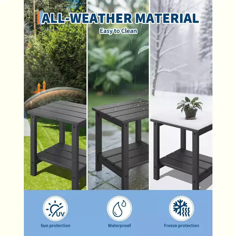 Klappbare Adirondack-Stühle, 4er-Set mit 2 Beistelltischen, moderne Outdoor-Stühle aus HDPE für Terrasse, Veranda, Balkon, Garten und Rasen