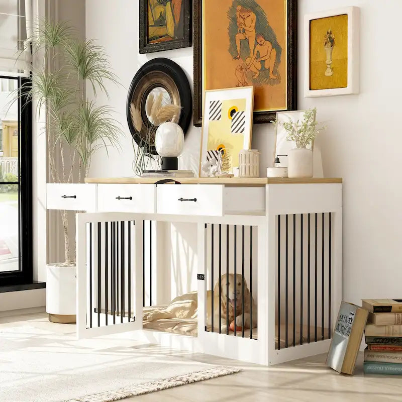 Moderne Hundebox für große Hunde mit Staufächern – elegantes Espresso-Finish