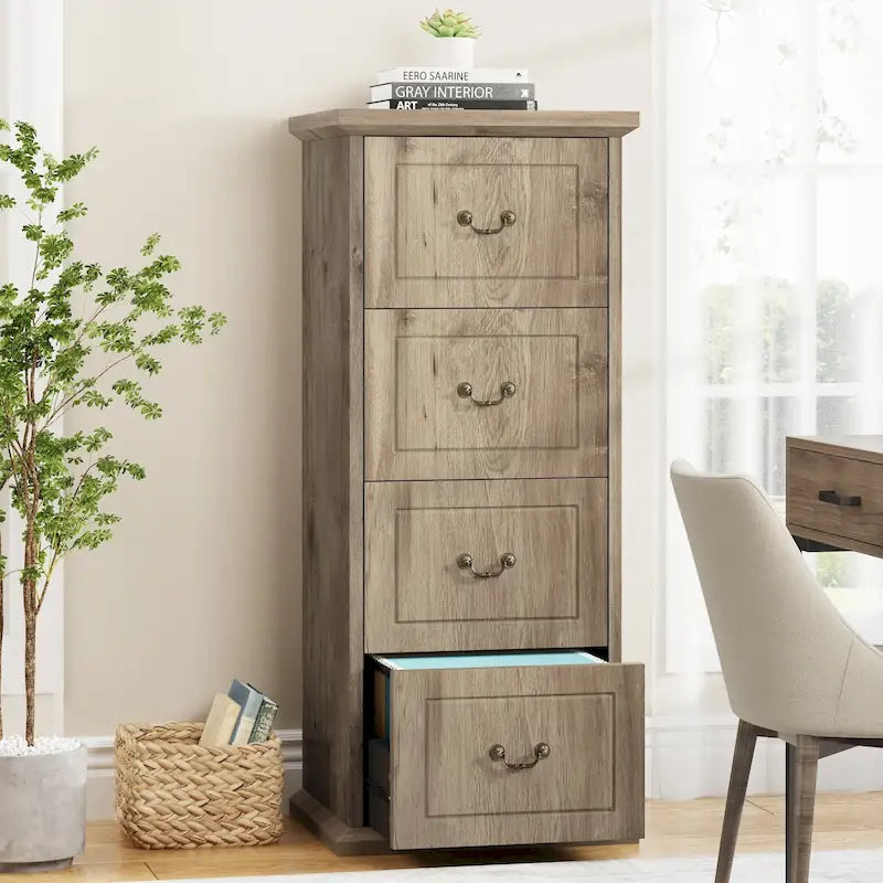 4-Schubladen-Aktenschrank für das Home-Office, Vertikaler Holz-Aktenschrank für A4/Letter-Format