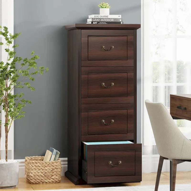4-Schubladen-Aktenschrank für das Home-Office, Vertikaler Holz-Aktenschrank für A4/Letter-Format