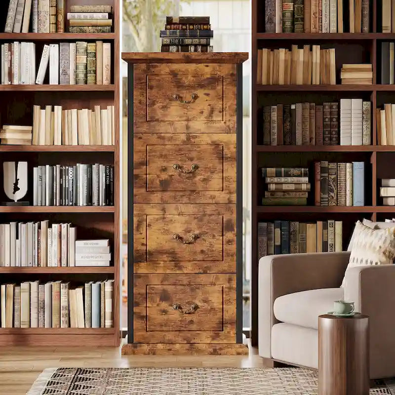 4-Schubladen-Aktenschrank für das Home-Office, Vertikaler Holz-Aktenschrank für A4/Letter-Format