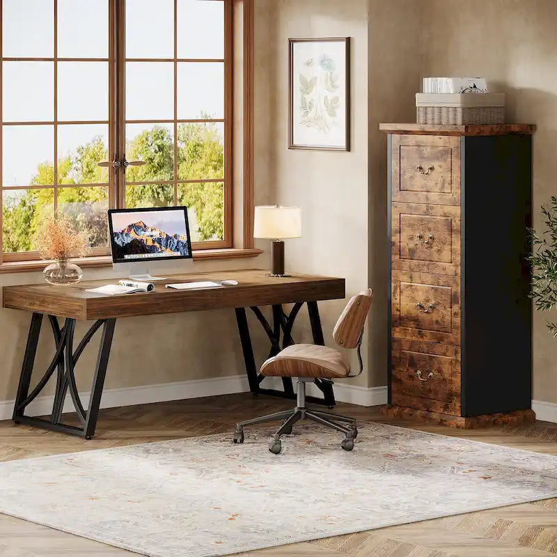 4-Schubladen-Aktenschrank für das Home-Office, Vertikaler Holz-Aktenschrank für A4/Letter-Format