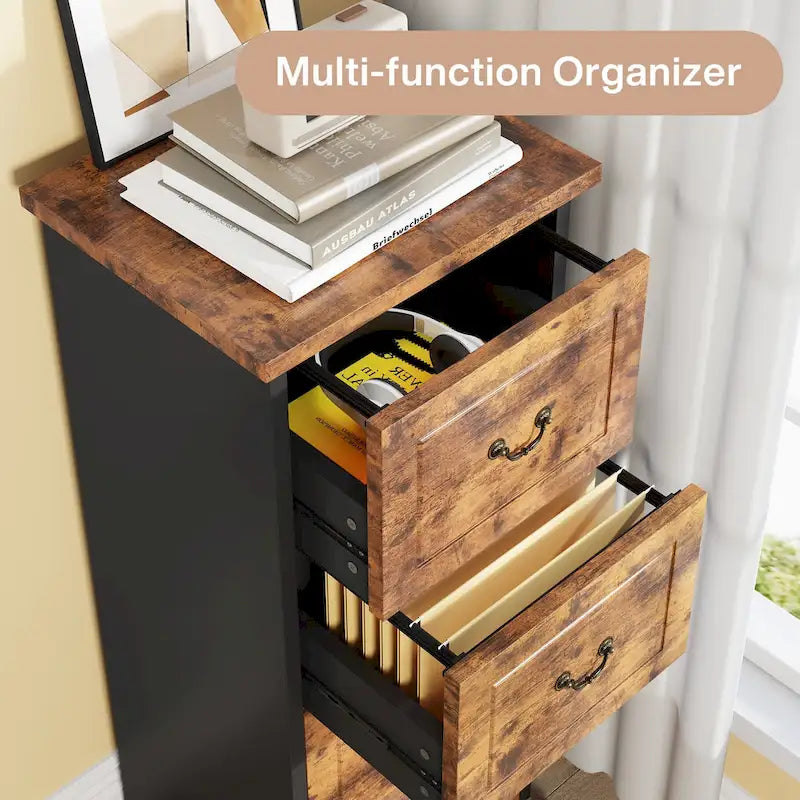 4-Schubladen-Aktenschrank für das Home-Office, Vertikaler Holz-Aktenschrank für A4/Letter-Format
