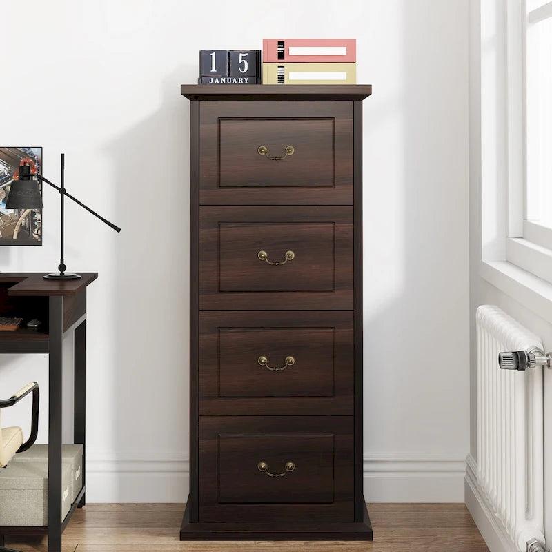 4-Schubladen-Aktenschrank für das Home-Office, Vertikaler Holz-Aktenschrank für A4/Letter-Format
