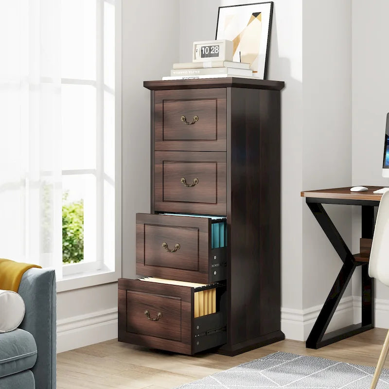 4-Schubladen-Aktenschrank für das Home-Office, Vertikaler Holz-Aktenschrank für A4/Letter-Format