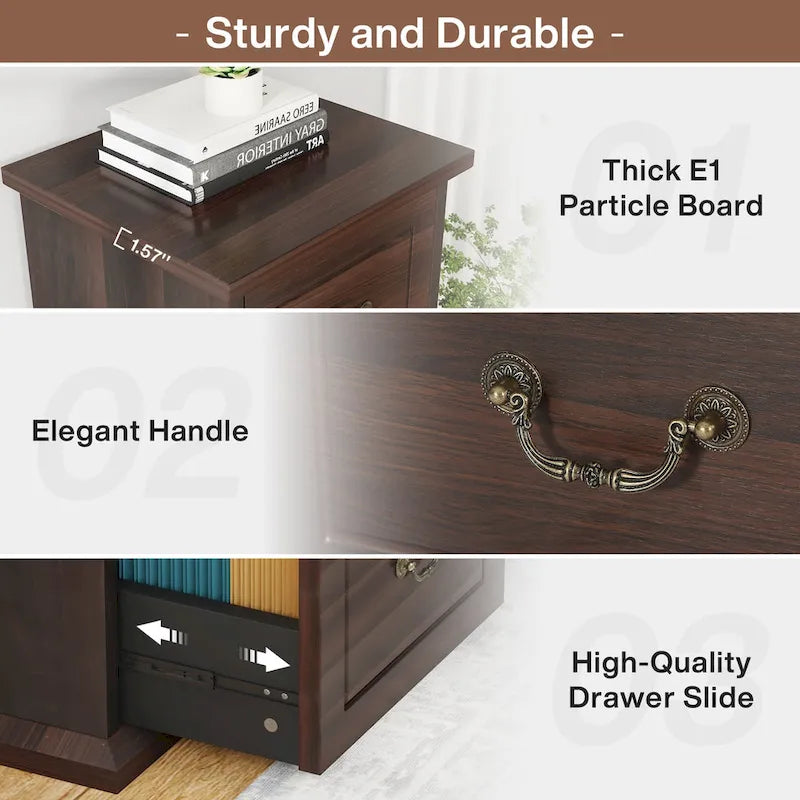 4-Schubladen-Aktenschrank für das Home-Office, Vertikaler Holz-Aktenschrank für A4/Letter-Format
