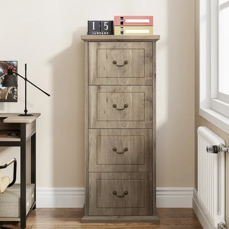 4-Schubladen-Aktenschrank für das Home-Office, Vertikaler Holz-Aktenschrank für A4/Letter-Format
