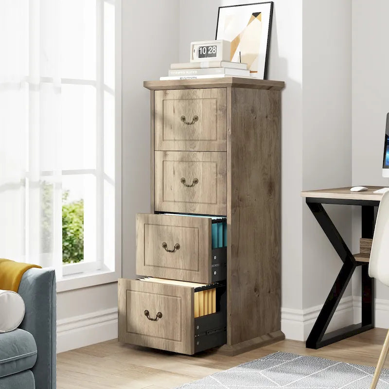4-Schubladen-Aktenschrank für das Home-Office, Vertikaler Holz-Aktenschrank für A4/Letter-Format