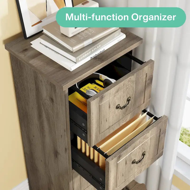 4-Schubladen-Aktenschrank für das Home-Office, Vertikaler Holz-Aktenschrank für A4/Letter-Format