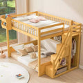 Queen-Hochbettgestell mit Treppe, Kleiderschrank & Regalen - MDF, 650 lb