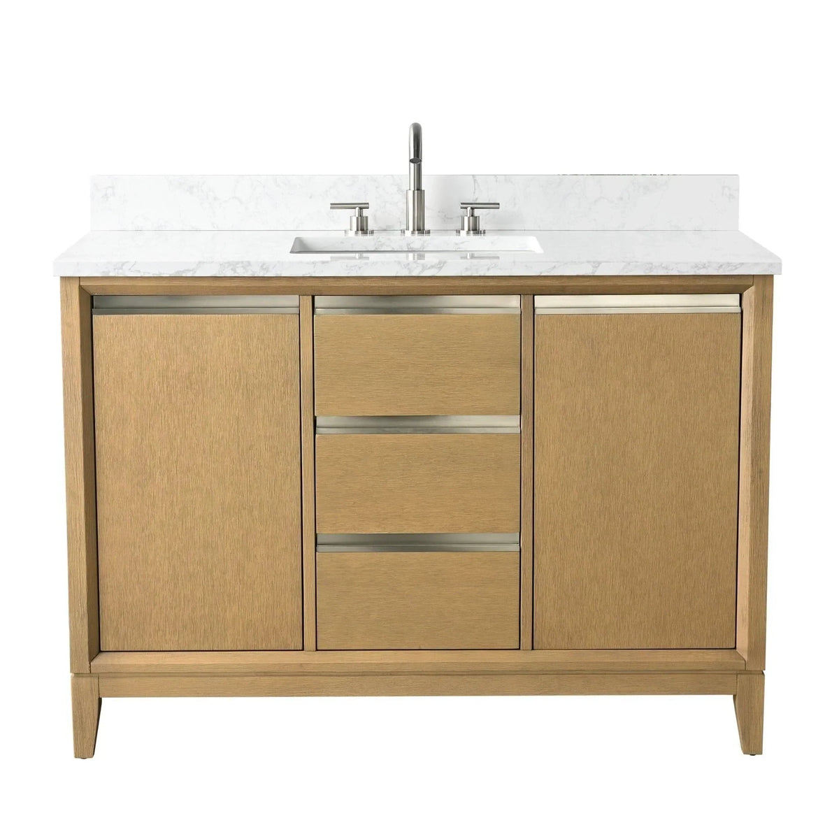 Vanity Art Badezimmerschrank mit Keramikwaschbecken und Platte aus technischem Marmor