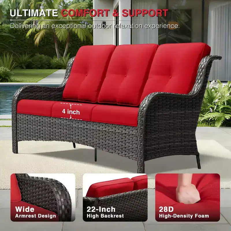 UPTIOT Premium Outdoor-Lounge-Set mit Sofa, Drehstühlen und Fußhocker für ultimativen Komfort und Stil