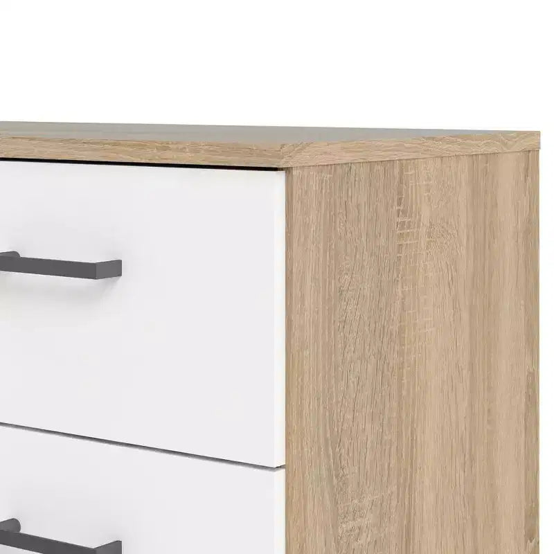 Tvilum, breite Kommode mit 8 Schubladen, Eichenstruktur/Weiß