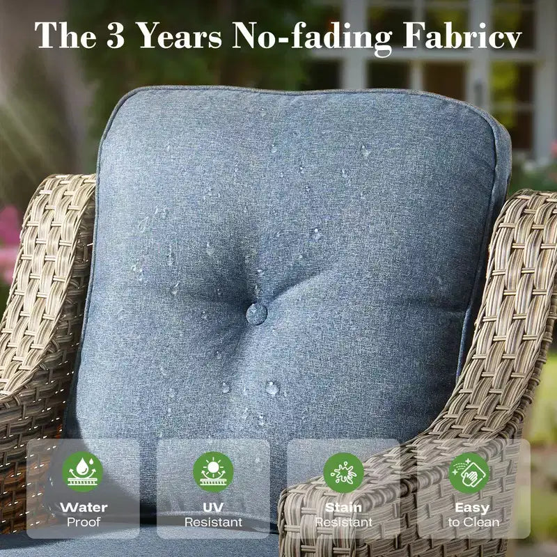 HOMLUX 6-teiliges Terrassen-Loungeset aus Polyrattan mit 3-Sitzer-Sofa und Polstern, Rattanstühlen, Hockern und Couchtisch
