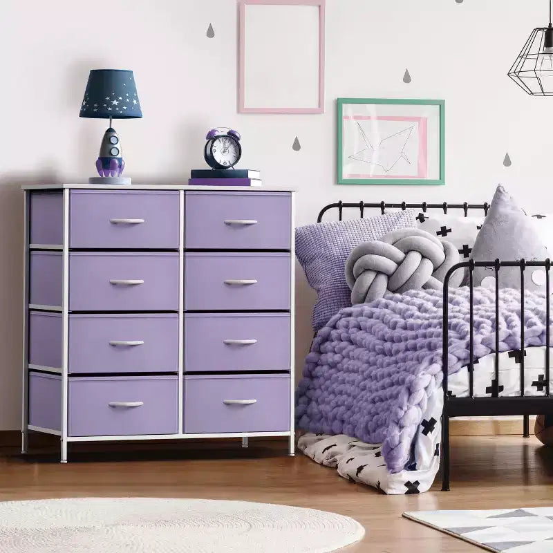 Sorbus Kommode mit 8 Schubladen – Aufbewahrungsmöbel mit Stahlrahmen, Holzoberfläche und Stoffkörben – für Schlafzimmer, Kleiderschrank, Büro und mehr
