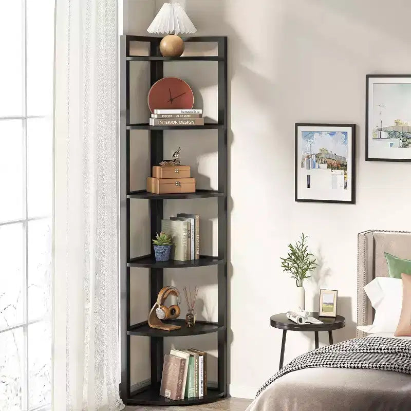 Tribesigns Eckbücherregal mit 6 Ebenen, 180 cm hohes Bücherregal mit Stauraumregal