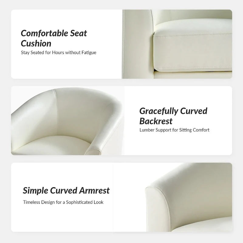 Haley Moderne drehbare Fässerstuhl-Set aus Kunstleder mit Massivholzfuß, 2er-Set von HULALA HOME
