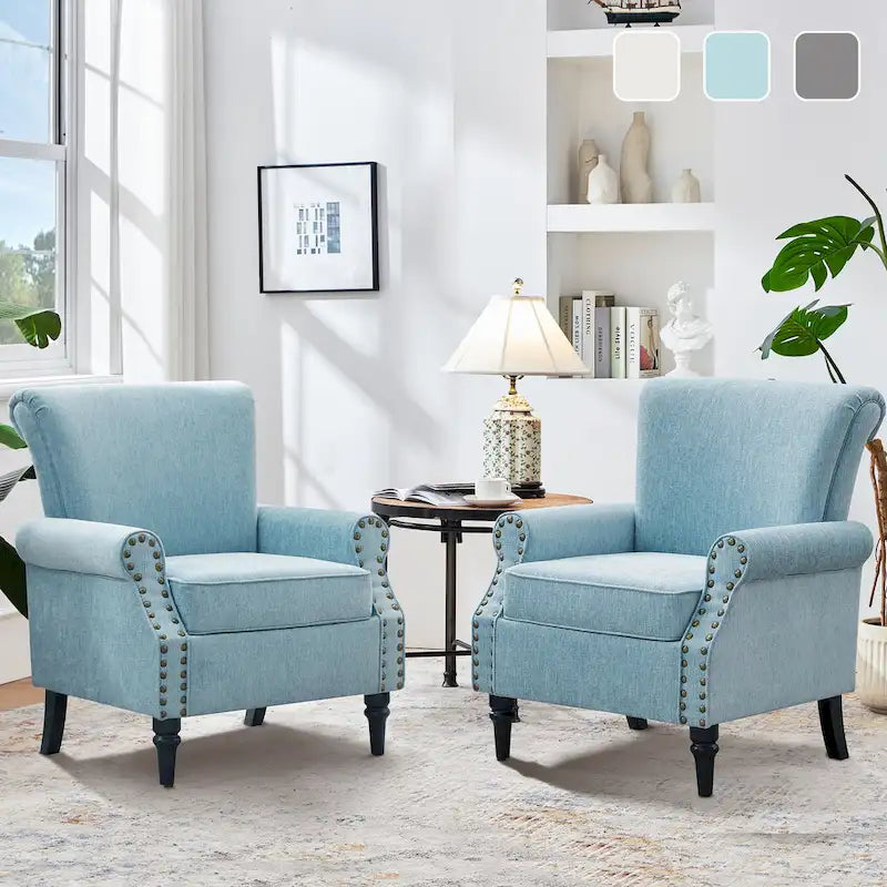 Classic Upholstered Accent Chair Set of 2