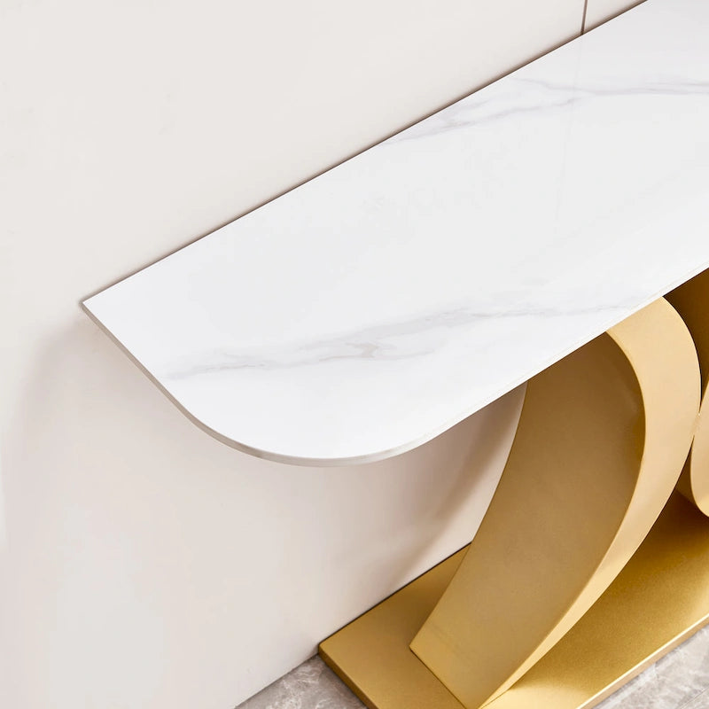 Moderner Konsolentisch, exquisites Formdesign, Metallrahmen mit verstellbaren Fußgleitern für den Eingangsbereich