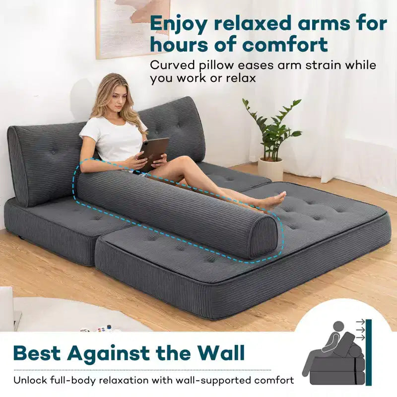 WARMOUNTS Klappbares Schlafsofa mit verstellbarer Rückenlehne, wandelbares Queen-Size-Schlafsofa für Wohnzimmer & Büro