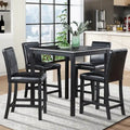 Modernes 5-teiliges Esszimmer-Set mit quadratischem Tresenhochtisch und 4 gepolsterten Stühlen