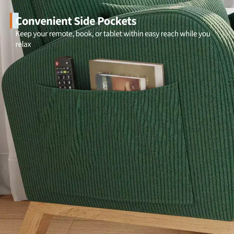 Moderner Schaukelstuhl mit Kissen & Seitentaschen, für Wohnzimmer, Schlafzimmer