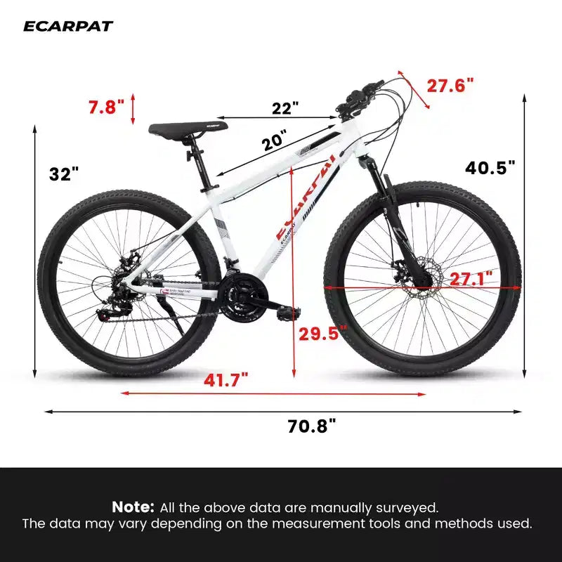 Okak 27-Zoll-Mountainbike mit Federgabel und Aluminiumrahmen, 21-Gang-Dirtbike mit Scheibenbremse, Fahrrad für erwachsene Männer und Frauen